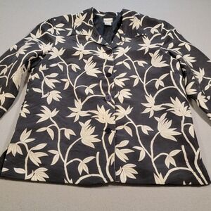 Vintage 90s 100%‎ Silk Jacket Courtwell Floral Print Blazer Womens Size Small